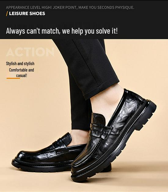 Herren Echtleder Slipper - Herbst/Winter 2025, Business Casual, Britischer Stil, Weiche Sohle, Rutschfest, Ideal für Hochzeiten.