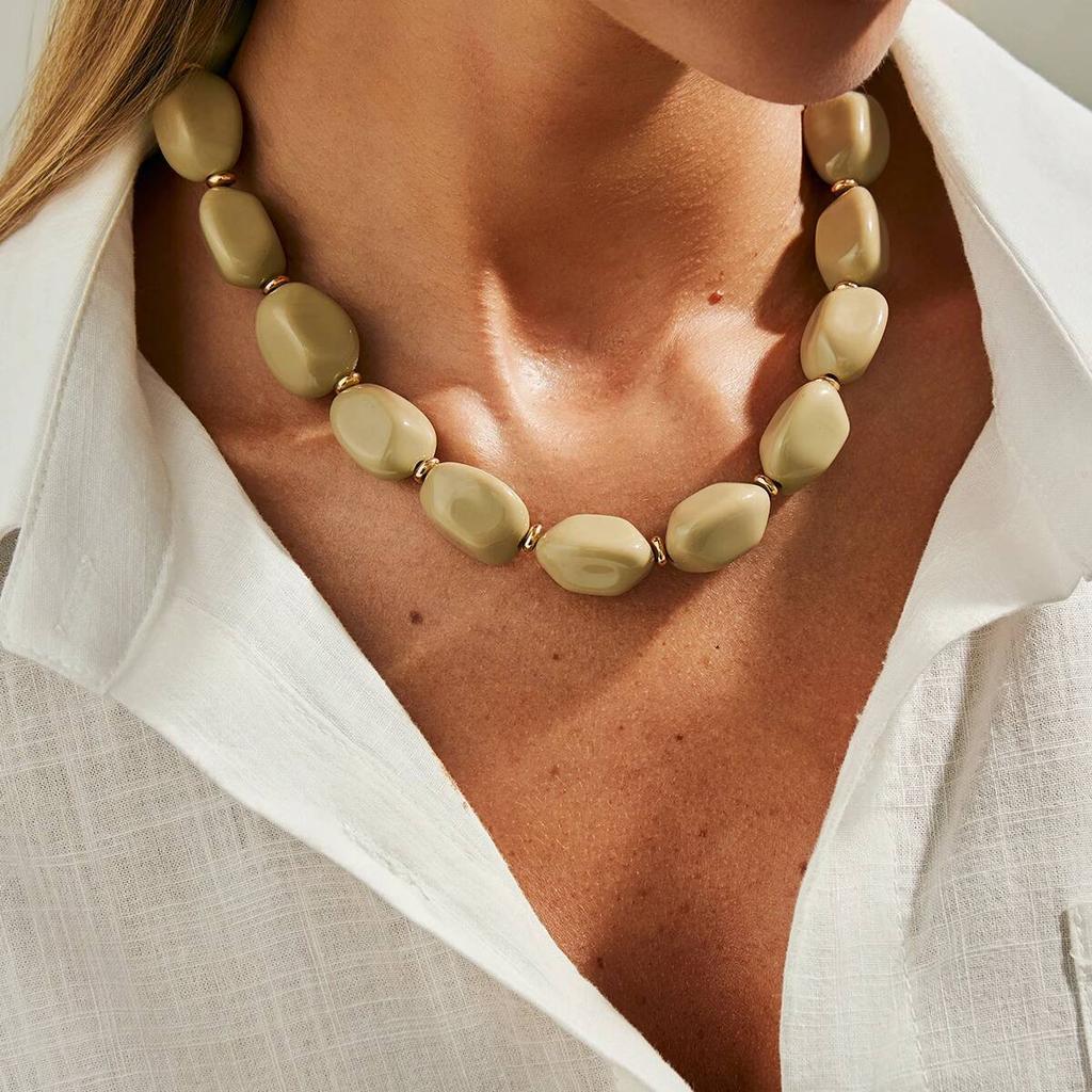 IngeSight.Z 5 Styles Boho Irregular Acrylic Clavicle Chain Necklace Women Fashion Handmade Bead Choker Necklaces Party Jewelry