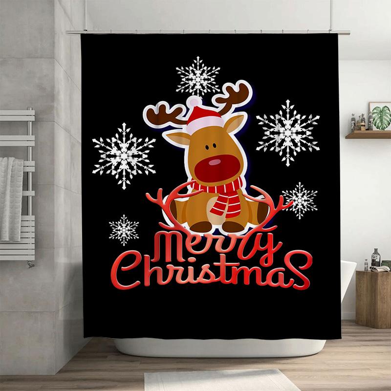 

Tuniu Festive Reindeer Christmas Shower Curtain Cute Holiday Forest Animal Bathroom Decor Waterproof Merry Christmas Backdrop Fu W60H190(CM)-1 Pcs