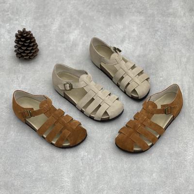 New Round-toed Women's Shoes Flat Woven Flip-top Sandals