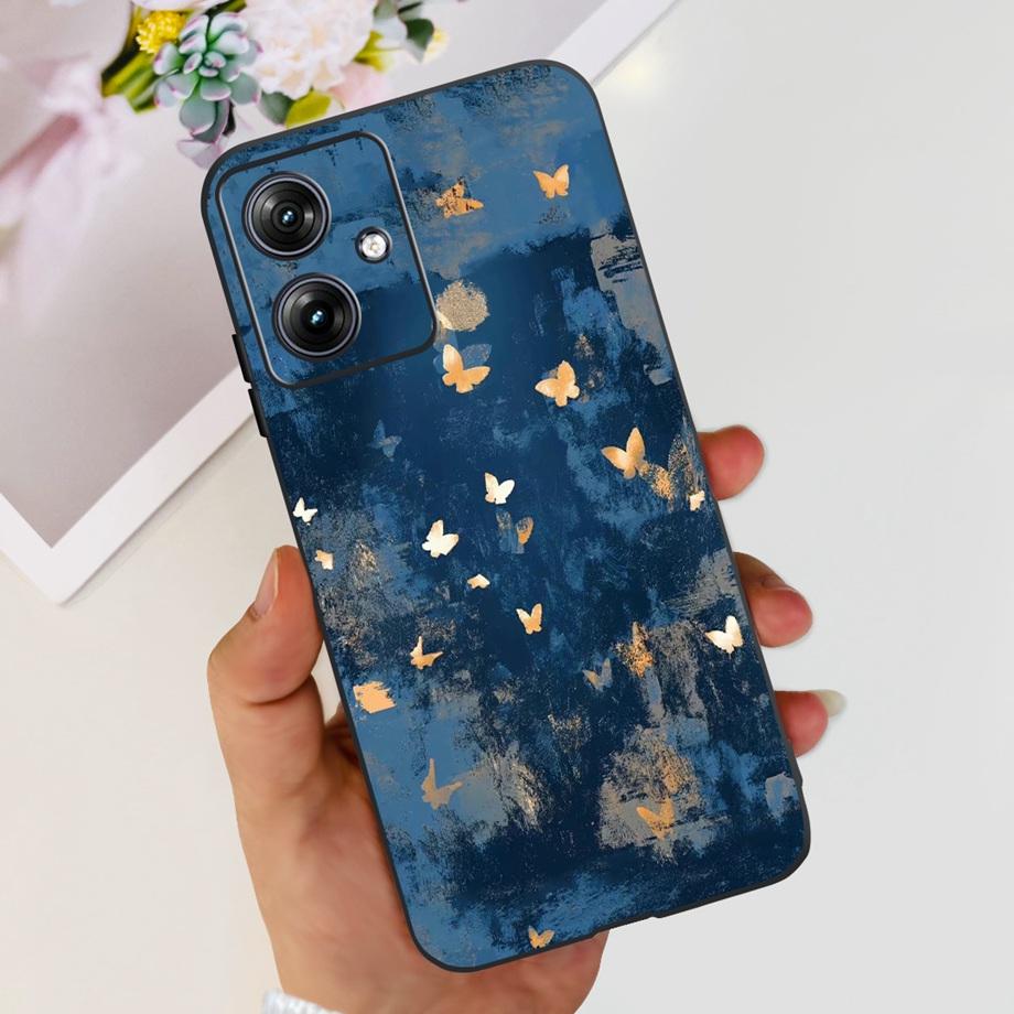For Motorola Moto G50 5G G51 G52 G53 G54 Back Case Soft Silicone Transparen Bumper With Flower Butterfly Print Phone Coque Capa