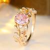 Cute Female White Pink Zircon Stone Ring Vintage Gold Color Wedding Jewelry For Women
