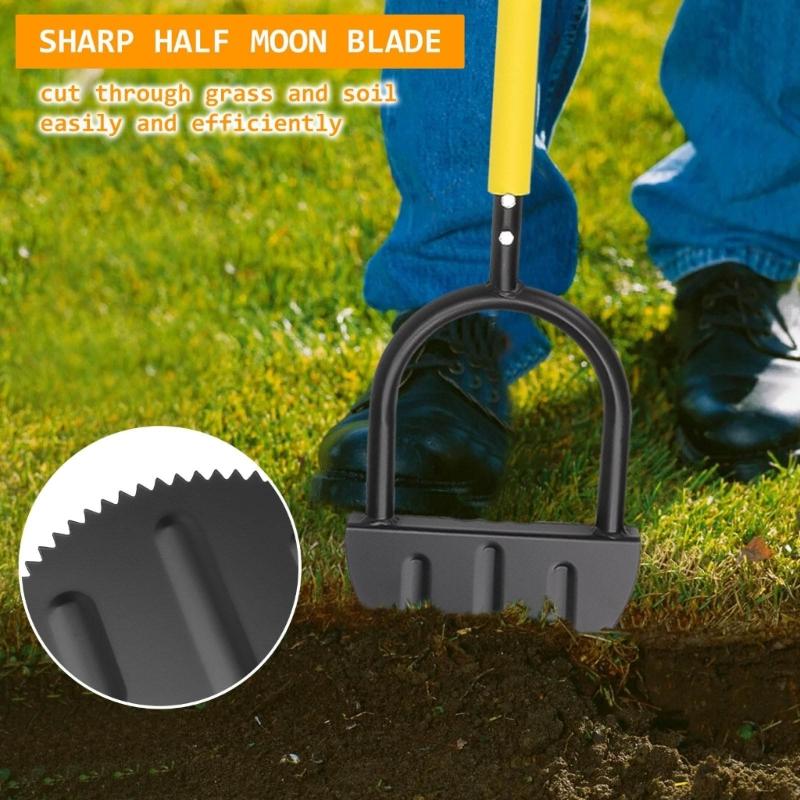 Serrated Grass Cutter Half Moon Manual Edger With T Grip Multifunctional