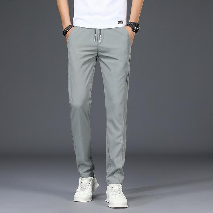 

Summer Lightweight Casual Trousers for Men - Slim-fit, Slightly Straight Leg, Korean-style, Versatile and Trendy, Ice-silk Fabric, Men s Long Trousers 38 світло-сірого кольору