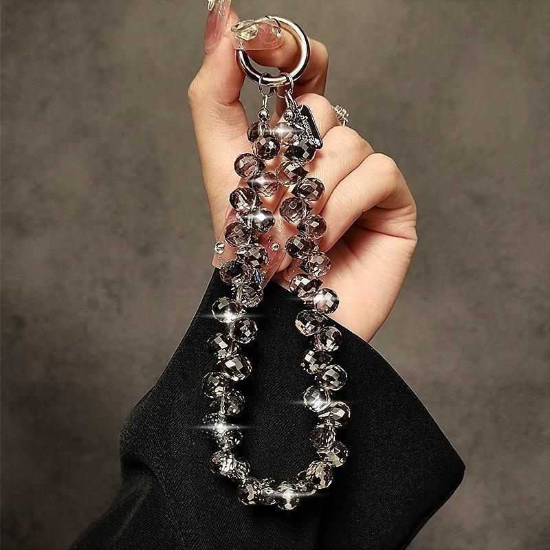 Роскошный хрустальный браслет для телефона с подвеской из горного хрусталя Crystal pendant прозрачный/серый