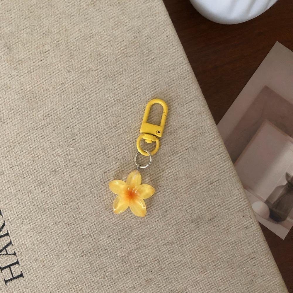 1/5Pcs New Sweet Colorful Flower Keychain Hanging Jewelry Resin Car Key Ring Pendant Rope Decoration Bag Decoration Girls