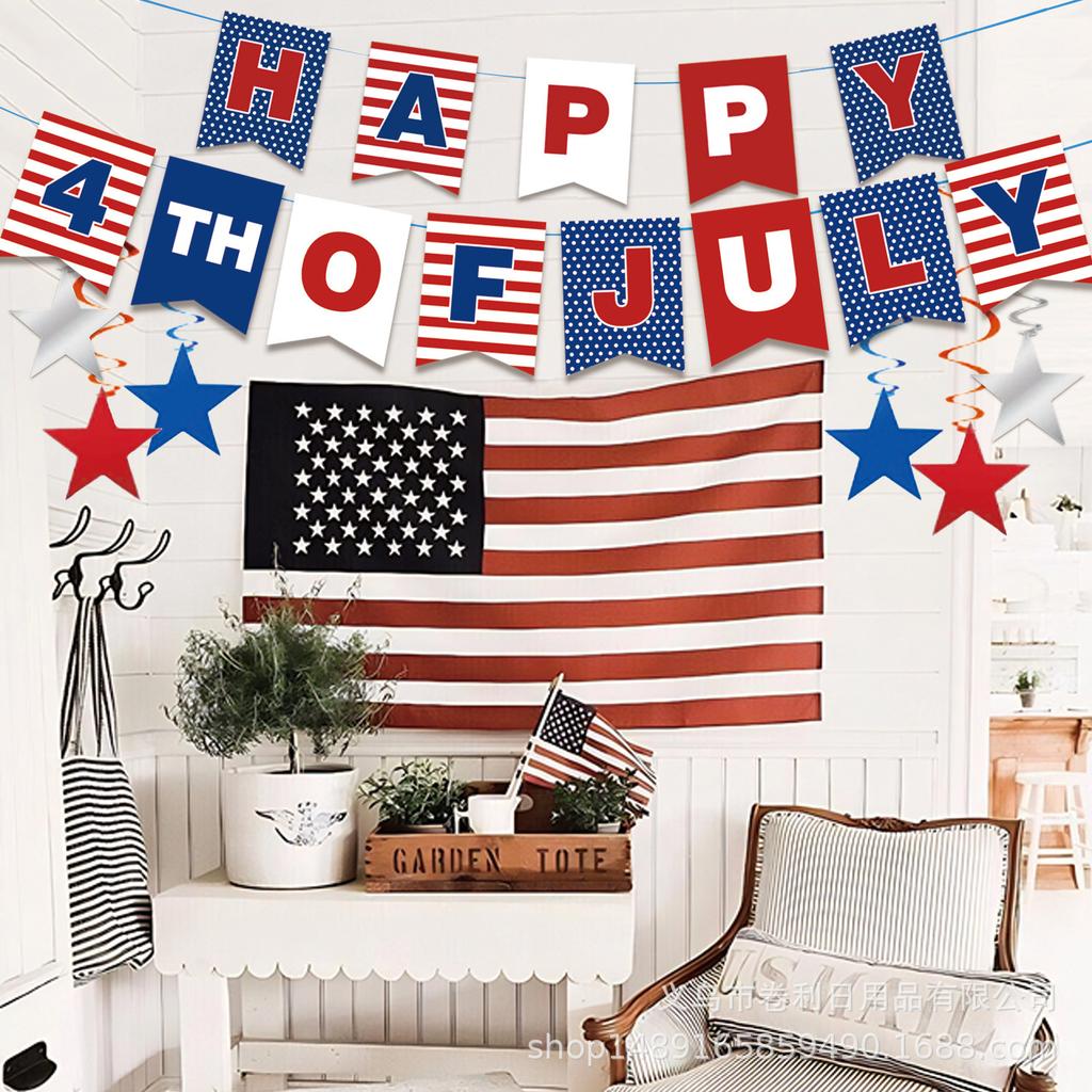 Independence Day Themed Party Supplies Independence Day Decoration Usa Flag Hanging Tablecloth Power Strip Celebration Arrangement