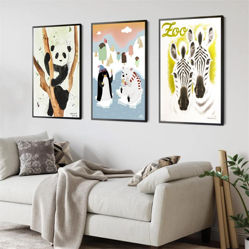 Pop Colorful Animals Poster Aesthetic Acrobatics Species Illustration Sketch Canvas Print Wall Art Home Decoration Room Decor