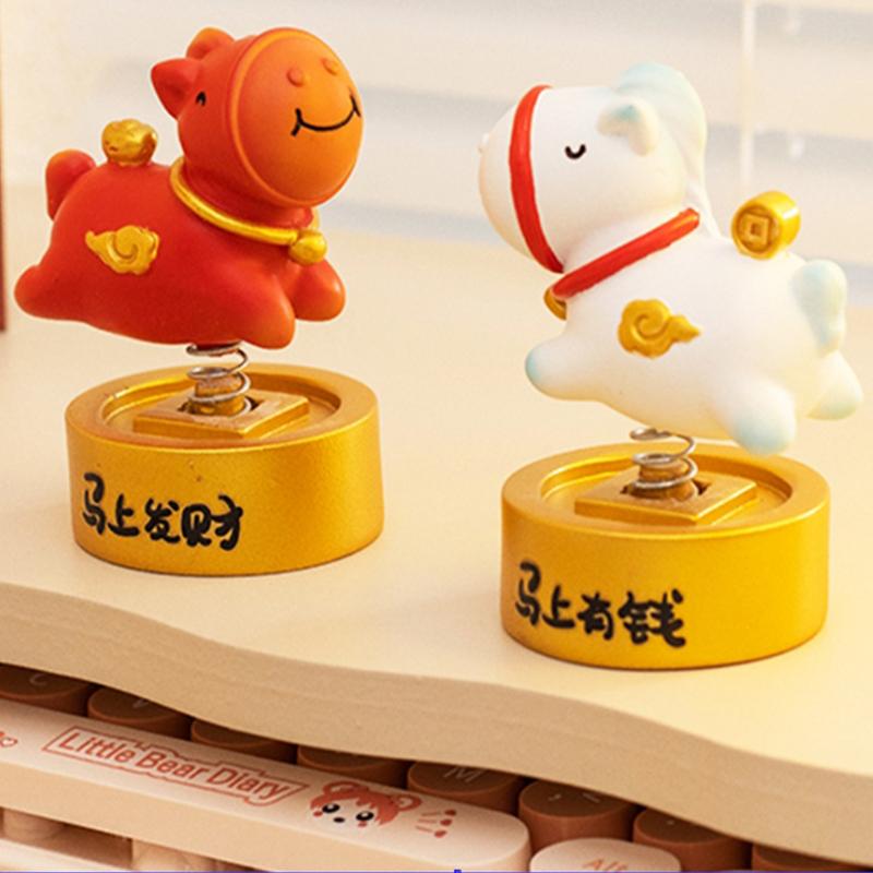 Creative Zodiac Horse Ornament Lucky Traditional Home Statue Ingot Can Be Rotated Home Decoration Office Desktop Decoration