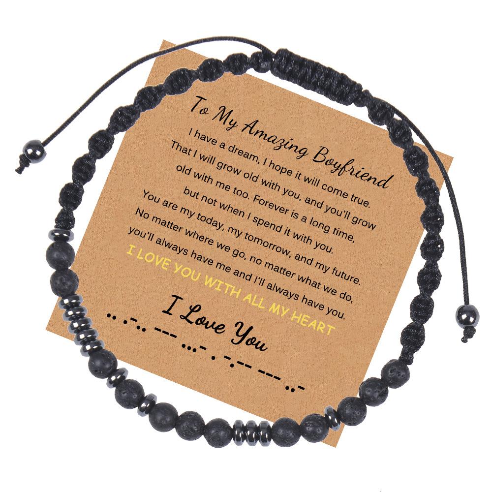 JYL TS Bracelet Morse Code  Family Gift Beaded Transmits Love & Protective Blessings