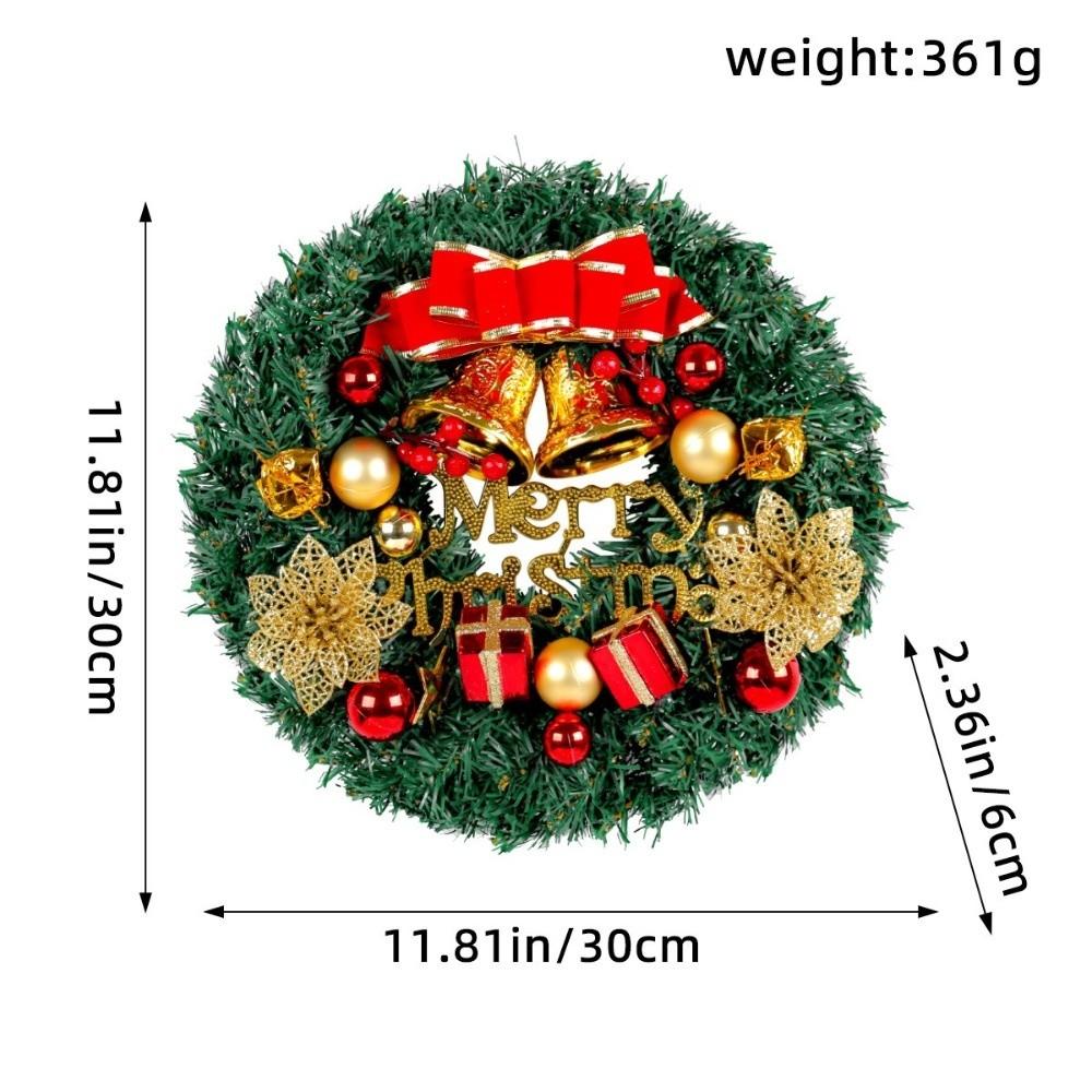 Festive Decoration 30cm Christmas Wreath Frosted Branches Red Berries Artificial Garland Plastic Door Ornaments Front Door