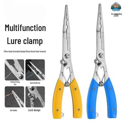Multi-Functional Stainless Steel Fishing Pliers with Straight Jaw, Fish Gripper, Scissors, Hook Remover, and Ring Opener