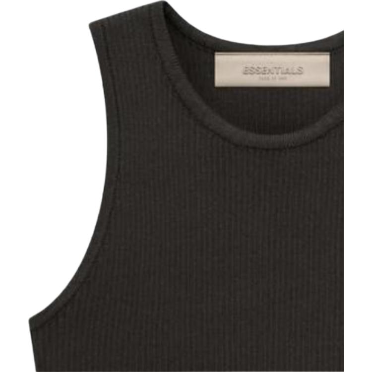 Fear of God Essentials SS23 Knit Rib Sport Tank Off Black Women Tops FOG-SS23-134
