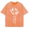 Japanische Koi Harajuku Drucke Gewaschene T-Shirts Herren Baumwolle Oversize T-Shirt Sommer Rundhals Kurzarm Oberteile Kleidung