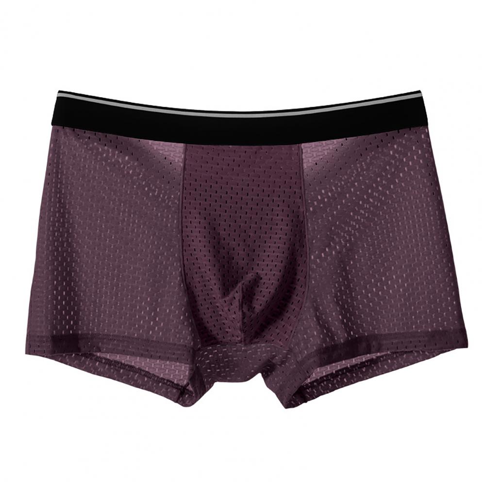 Men Boxer Briefs 3D U-convex Non-Restrictive Supportive Underwear Single Color Breathable Mesh Thin Everyday Shorts Panties