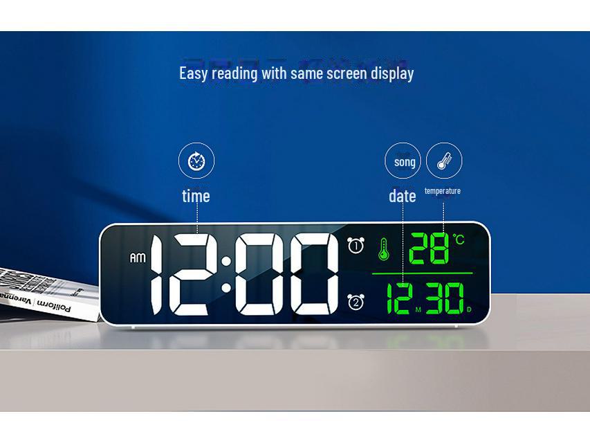 Digitální LED budík s velkým zrcadlovým displejem
