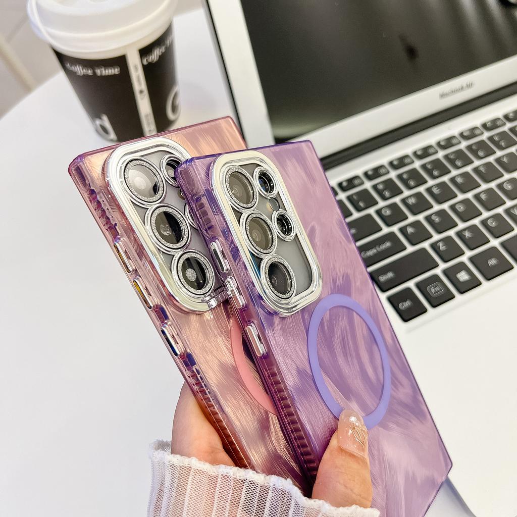 Pro pouzdro Samsung Galaxy S24 Ultra Kompatibilní s MagSafe IMD Design PC+TPU Kryt na telefon s fólií na skleněný objektiv