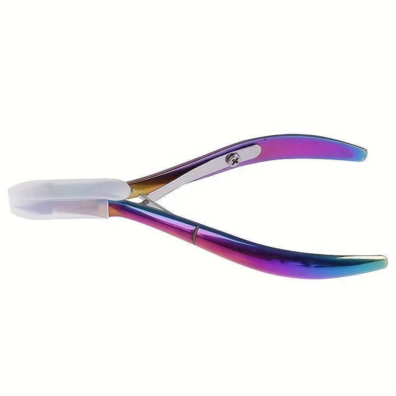 1pc Iridescent Rainbow Stainless Steel Cuticle Nipper Hypoallergenic, Precision Manicure & Pedicure Tool Dead Skin Pliers Nail