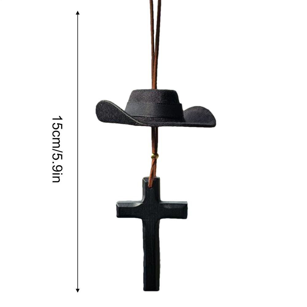 Rear View Mirror Charm Western Vintage Cross Pendant Retro Car Charm Rearview Mirror Accessories For Birthday Christmas Men