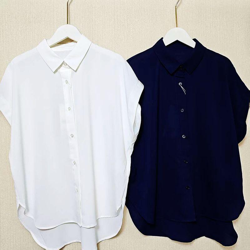 Foreign Trade Japan Original Order Tail Goods Small Lapel Happy Sleeveless Chiffon Shirts Short Front and Long Back Solid Simple and Versatile Summer