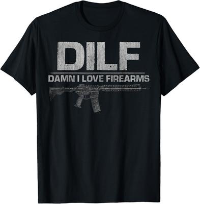 Mens DILF Damn I Love Firearms Funny T-Shirt T-Shirt Unisex T-Shirt