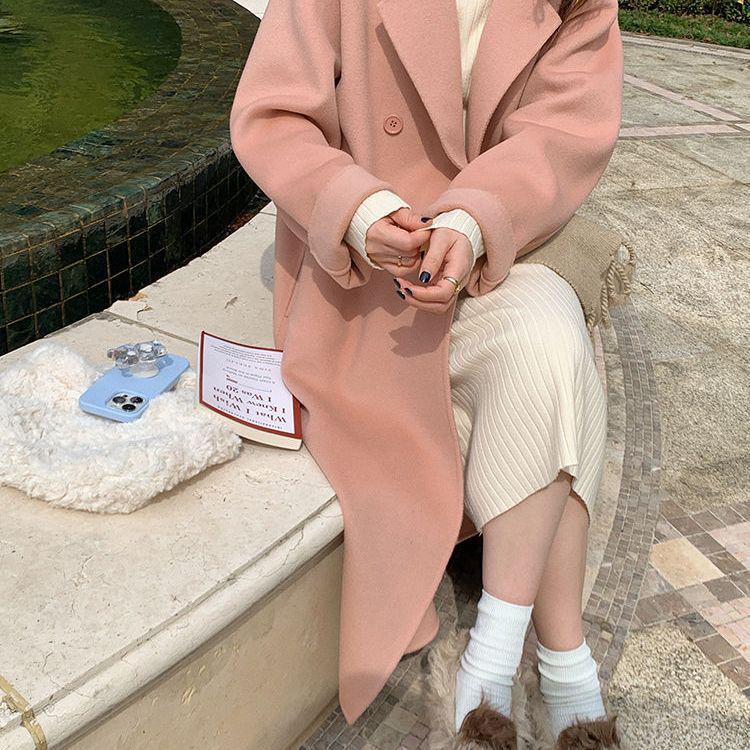 Oatmeal Woolen Coat: 2025 Autumn/Winter Korean Style Loose Mid-Length Bestseller Jacket