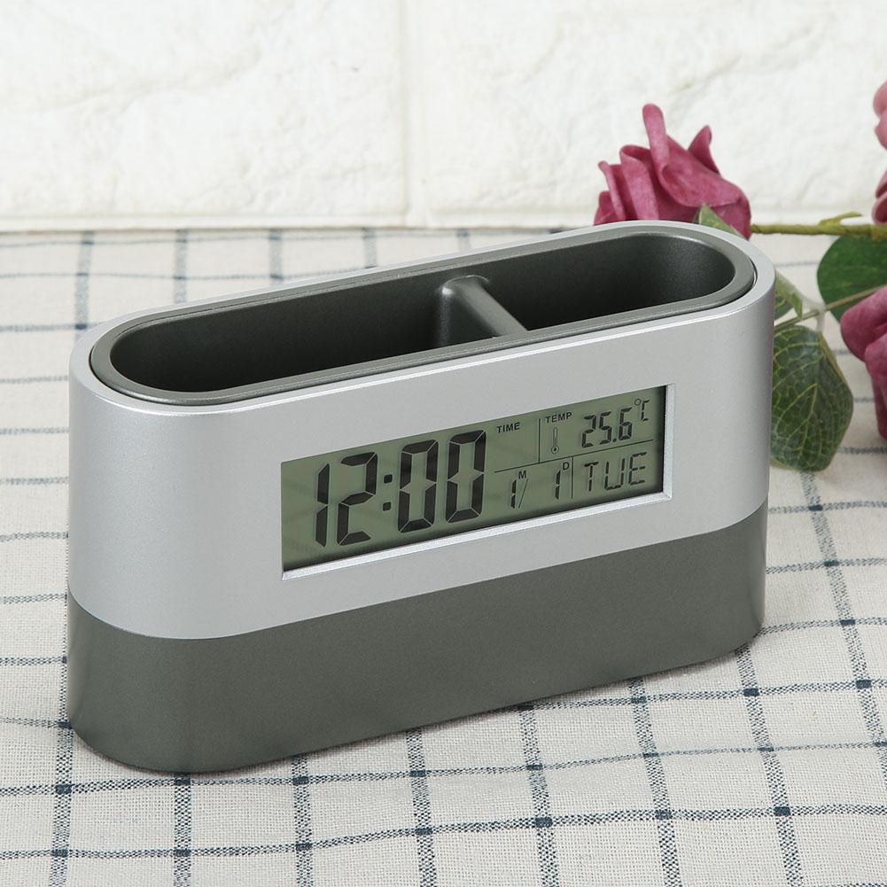Innovative Pen Holder LCD Digital Electronic Clock with Perpetual Calendar Temperature Display