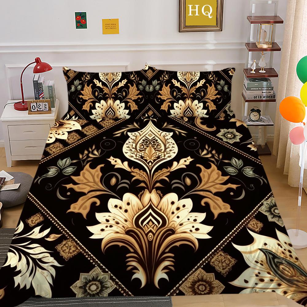 Set Biancheria da Letto Matrimoniale Alta Qualità Fiori Stampa 3D Copriletto Donna Decorazione Camera da Letto