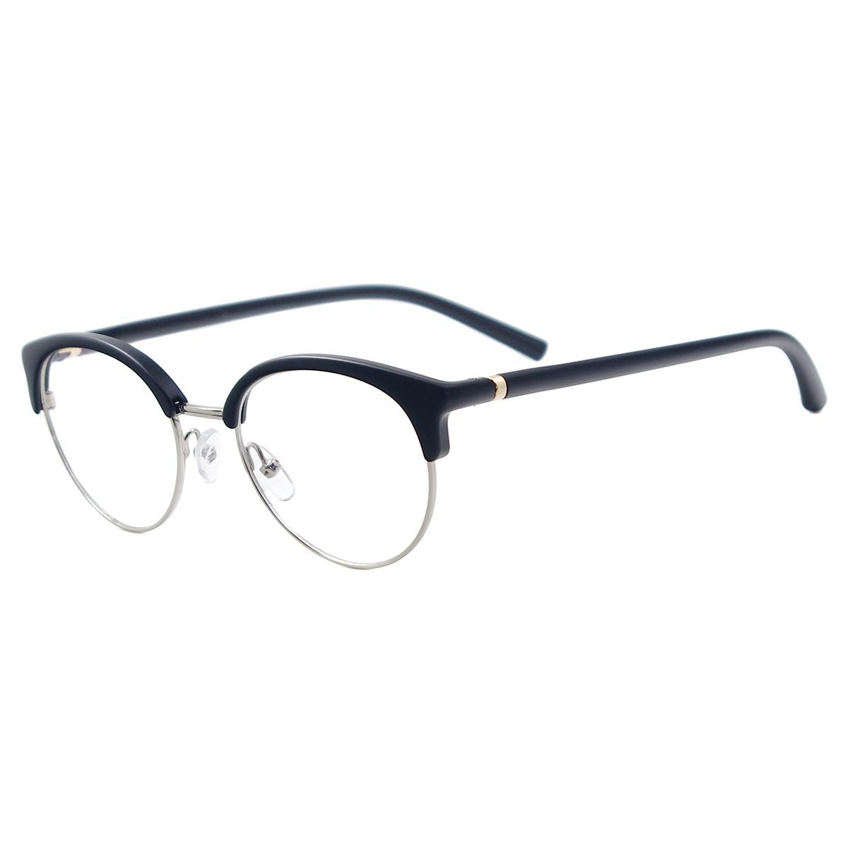 

Men Women Round Half-rimmed Spectacles Lightweight Plastic Vintage Browline Eyeglasses For Optical Prescription Lenses чёрный