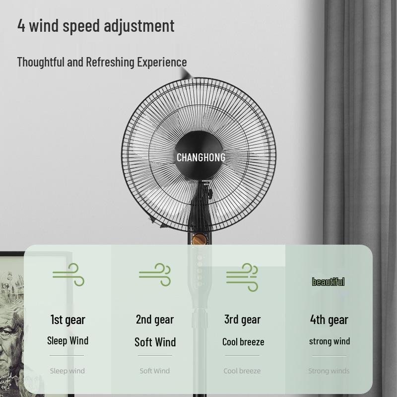 Changhong 16-inch Electric Floor Fan with Remote Control and Timer for Home, Office, Bedroom, or Dorm.