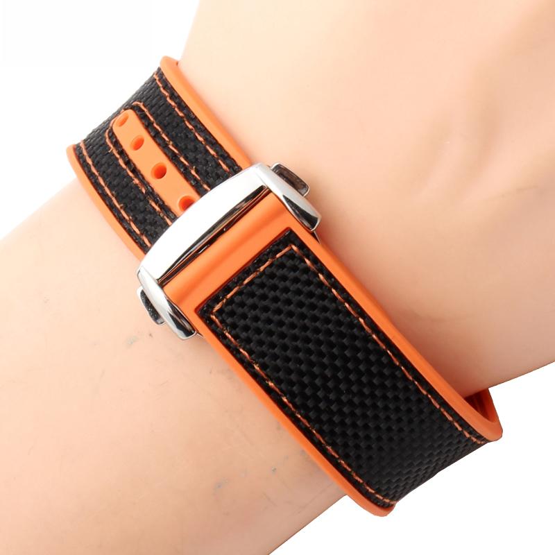 New High quality watchband Nylon strap waterproof Rubber bottom 20mm 22mm for 8900 9900 men watch bracelet
