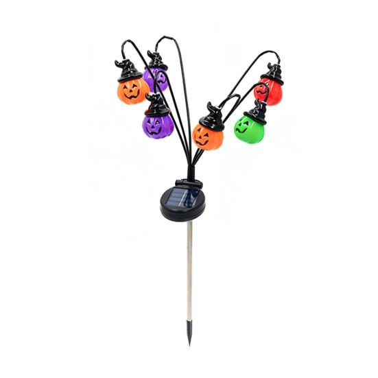 Solar Powered Halloween Decorations Garden Lights, Decorative Ghost Pumpkin Witch Hat String Glowing Yard Stakes IP54 Waterproof Outdoor LED