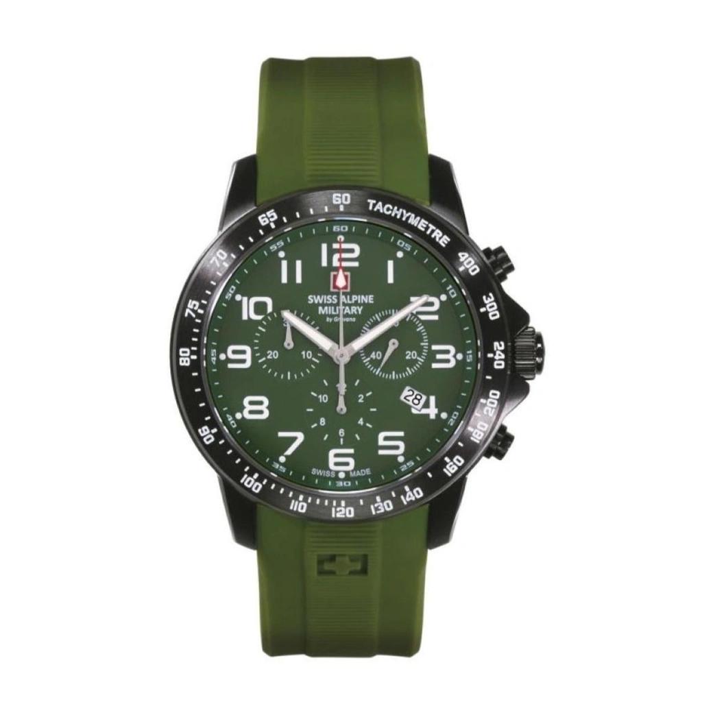 Swiss Alpine Military Ranger Хронограф Каучуковый ремешок Зеленый циферблат Кварцевые 7064.9874 100М Мужские часы зелёный
