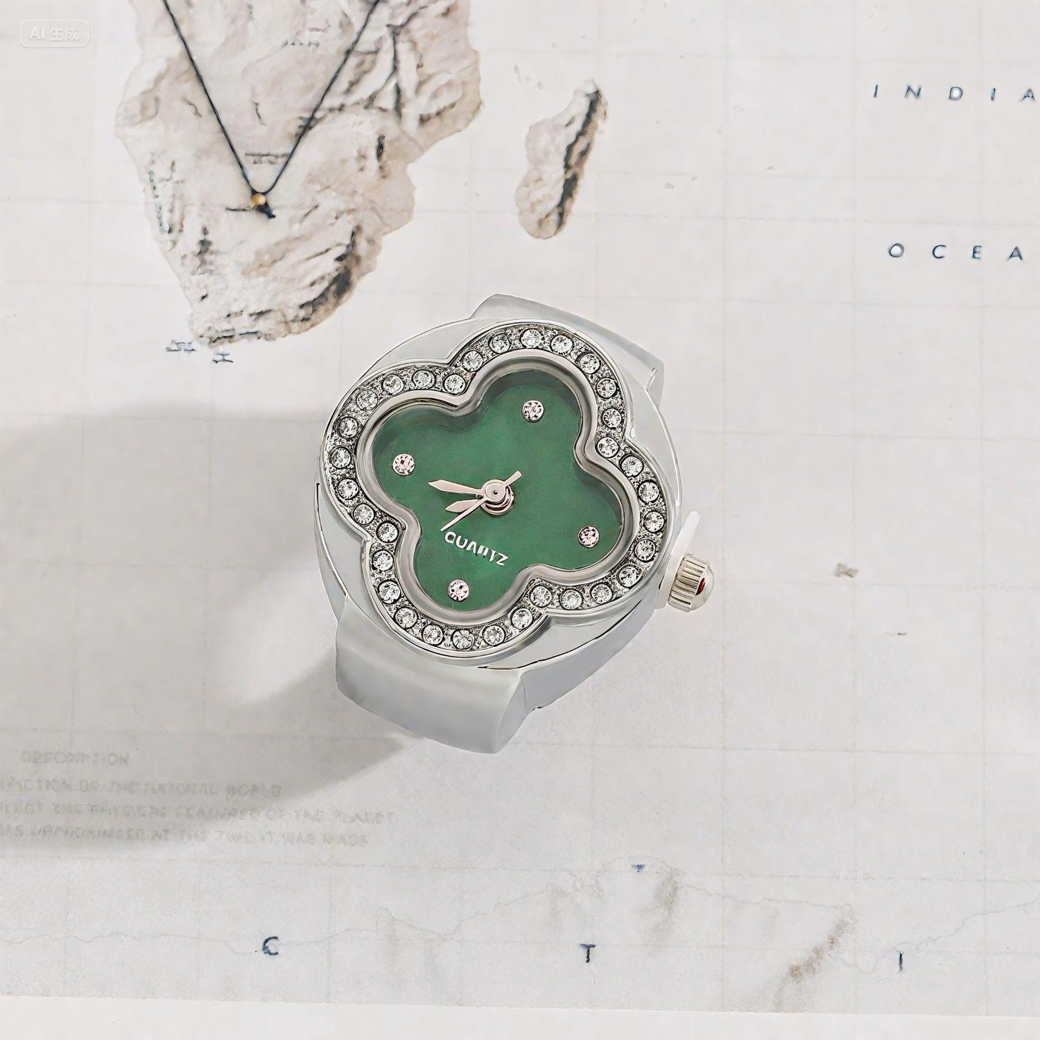 

Часы-кольцо на палец с эластичным ремешком, кварцевые аналоговые часы, креативные для мужчин и женщин