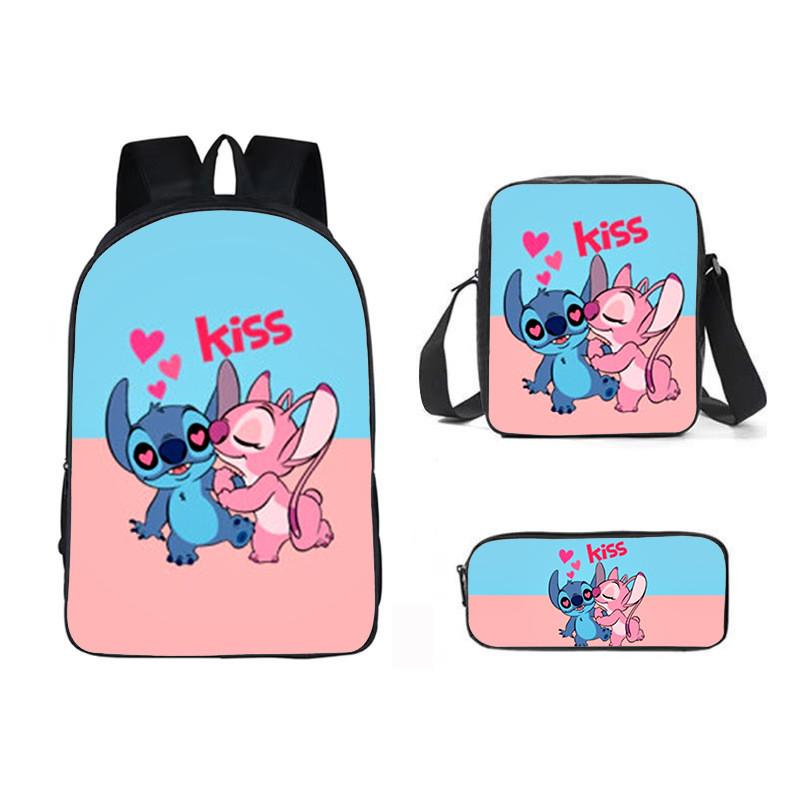 Stitch Cartoon Backpack For Kids Oxford Fabric Waterproof School Bag With Breathable Straps
