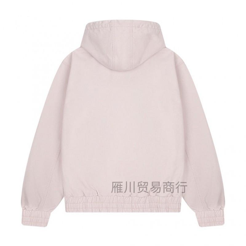 Y2K Streetwear Hooded Zip-Up Sweatshirt Women Pink Loose Fit Cotton Oversized Long Sleeve