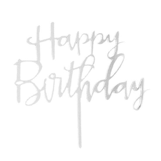 

З Днем народження Топпер для торта Кекс Прикраса для вечірки з нагоди дня народження Картка Аксесуари срібний