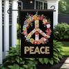 1pc Vibrant Peace Symbol & Oral Garden Ag - Double-Sided Polyester Outdoor Decor, 11.81 X 17.72 Inches, Ideal for Spring & S