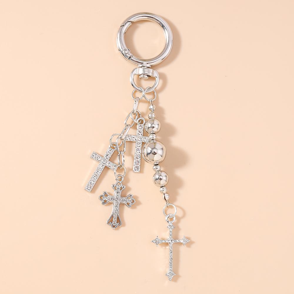 Gotisches Legierungs-Kreuz Schlüsselanhänger Männer Frauen Stern Schlüsselring Anhänger für Handtaschen-Dekor DIY Handgemachter Schlüsselanhänger Geschenke