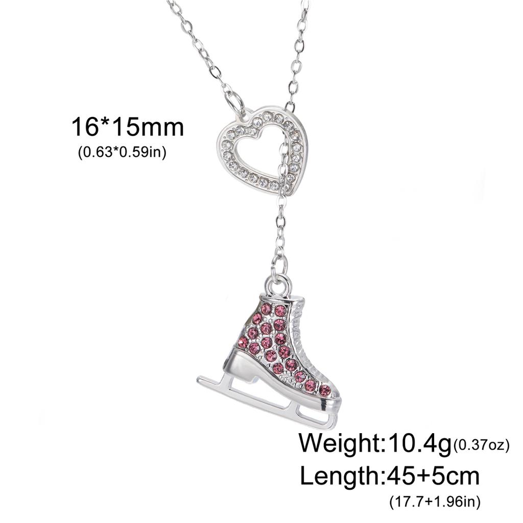Collana Ciondolo Pattini da Ghiaccio Smaltati per Donne Uomini Strass Scarpe da Pattinaggio Bianche Collane Gioielli Sportivi Regalo