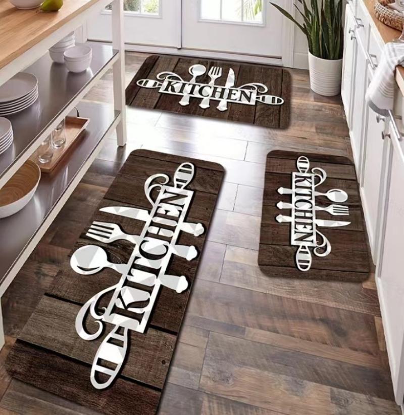 1/2pcs Cutlery Kitchen Floor Mat Entry Door Mat Kitchen Long Rug Home Decor Balcony Corridor Floor Mat Laundry Room Nonslip Rug