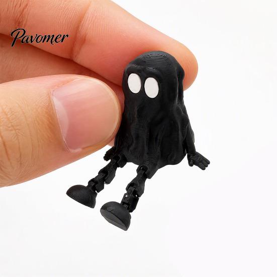 Desktop Ornament for Halloween 3D Printed Articulated Ghost Figurine, Movable Joint Toy, Funny Hooded Small Portable Figurine Decor, Unpainted
