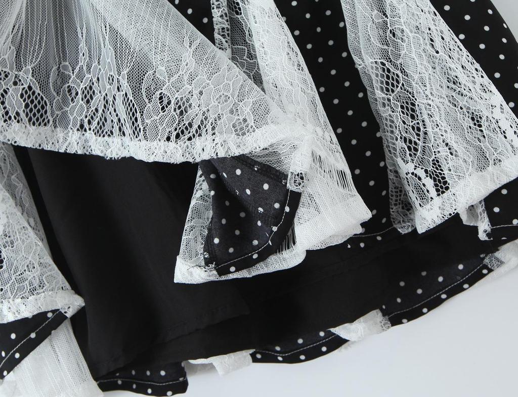 Women's Summer Sleeveless Polka Dot Color Block Cinched Waist Mini Dress