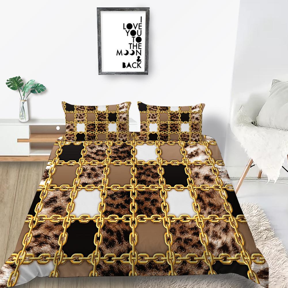 Klassische Luxusbettwäsche, luxuriöser Druck, Bettbezug, Kissenbezug, 2 oder 3 Doppelbetten in voller Größe, Mikrofaserstoff, weich, waschbar, mit Reißverschluss, Heimdekoration