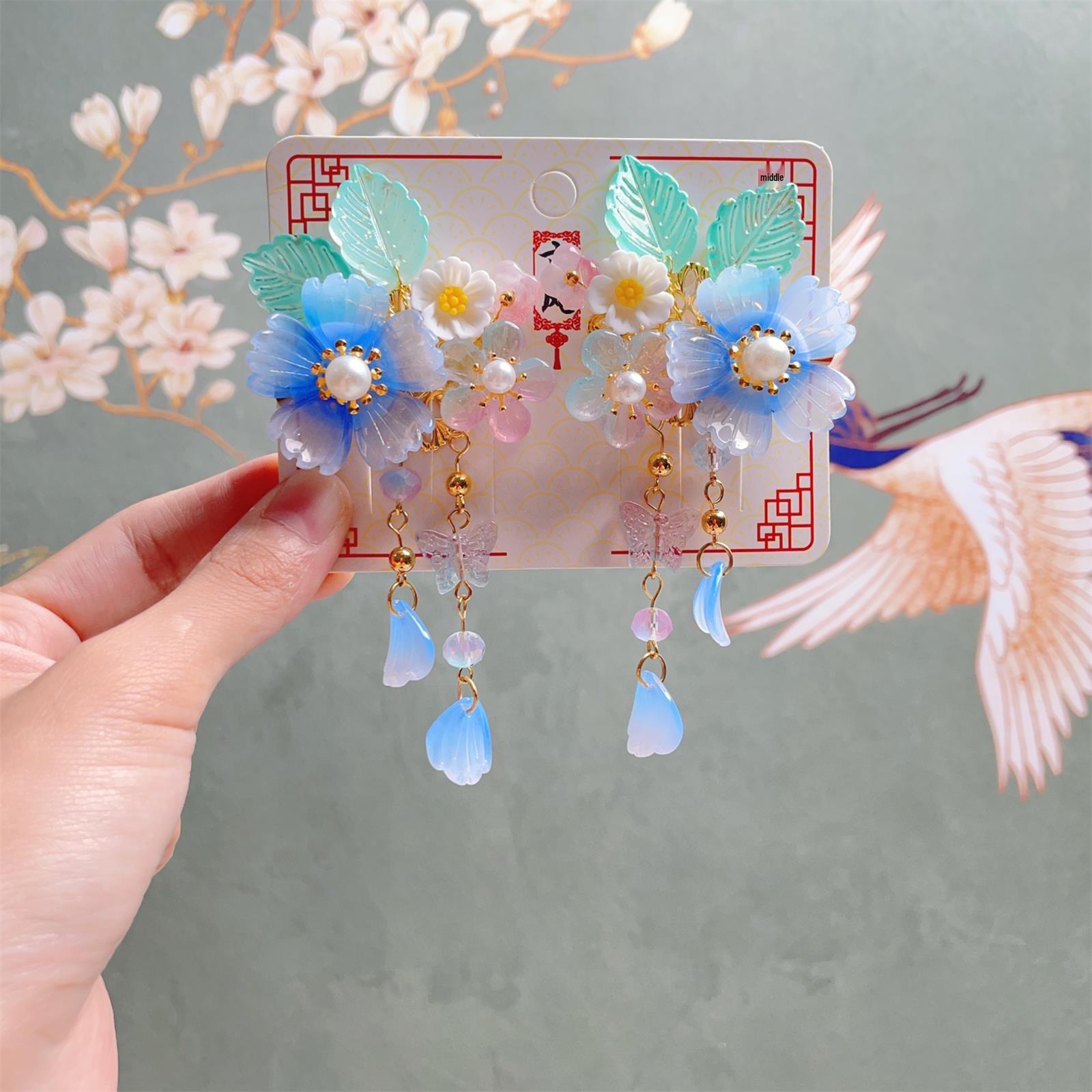 

Аксессуары для волос в древнем стиле ханьфу: Кисточки и китайские шпильки для костюмов девочек