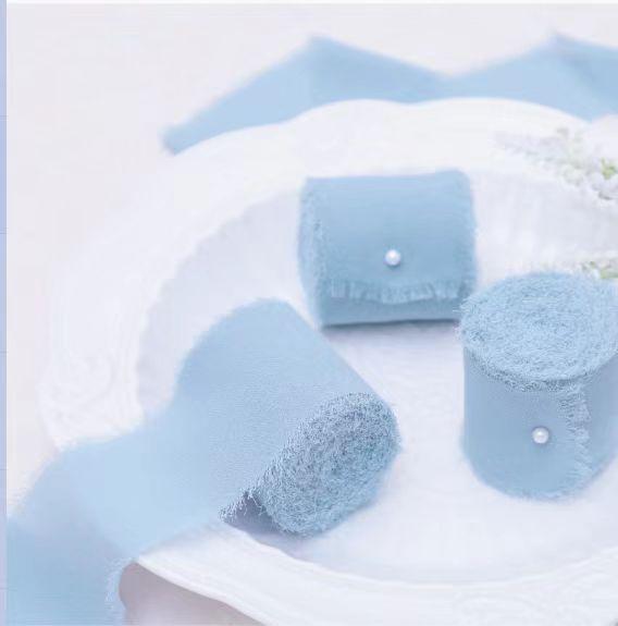 Hand-Torn Raw Edge Chiffon Ribbon Bouquet Streamer for Wedding Flowers
