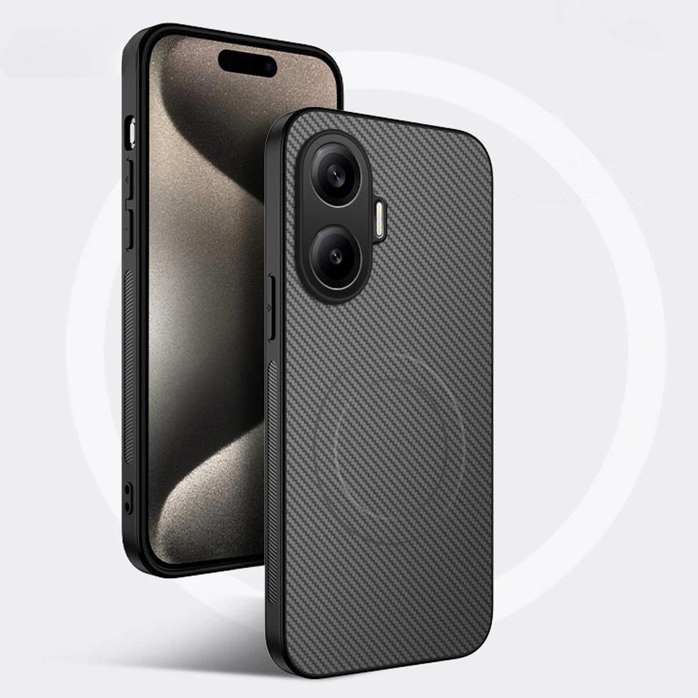 Business Kohlefaser-Textur Muster Schlanke Hülle für Xiaomi POCO X8 Pro Max X7 F8 Ultra F7 M8 M7 Pro 5G Magnetische Stoßfeste Abdeckung