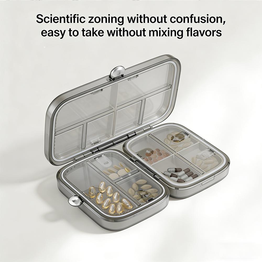 Portable Large Capacity 7 Grids Pill Box Sealed Dustproof Weekly Medicine Box Transparent Light Proof Pill Organizer Travel Use