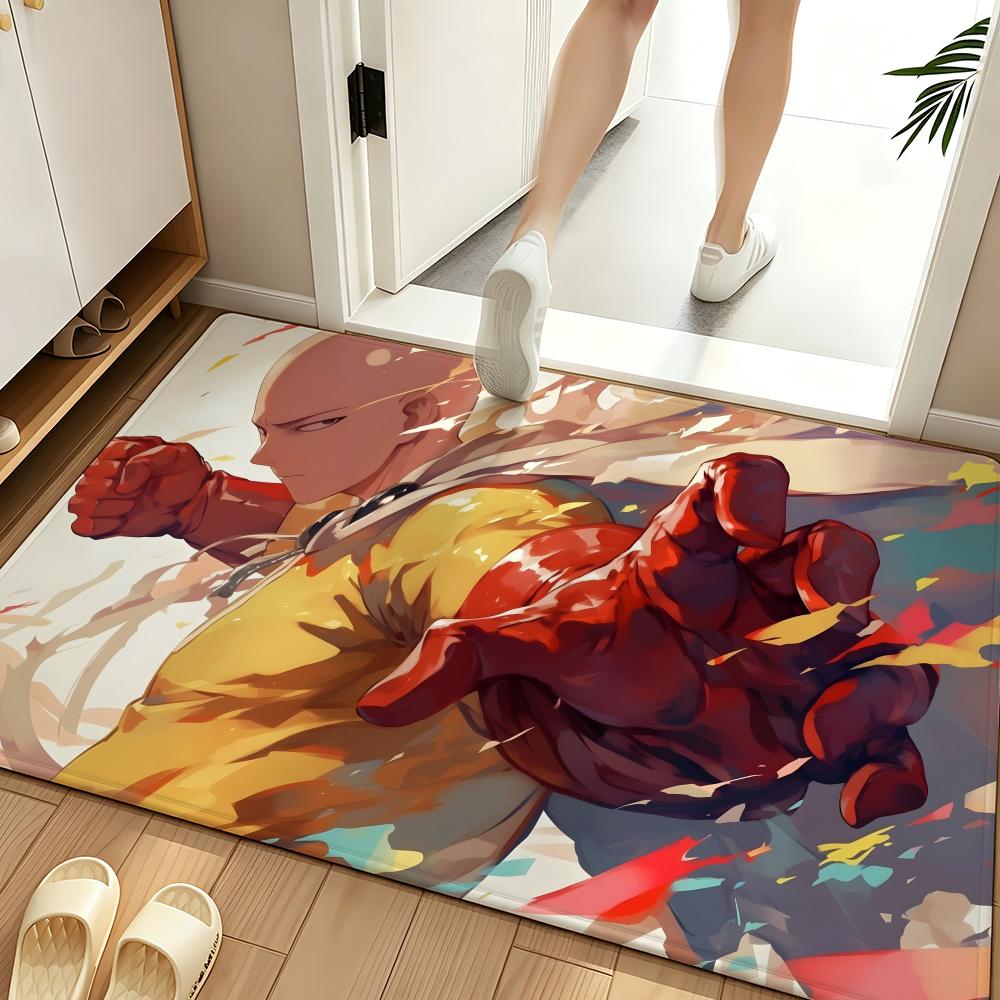 anime O-One-Punch M-Man Floor Mat Soft Flannel Floor Mat Suitable for Entryways, Living Rooms, Bedrooms, and Bathrooms