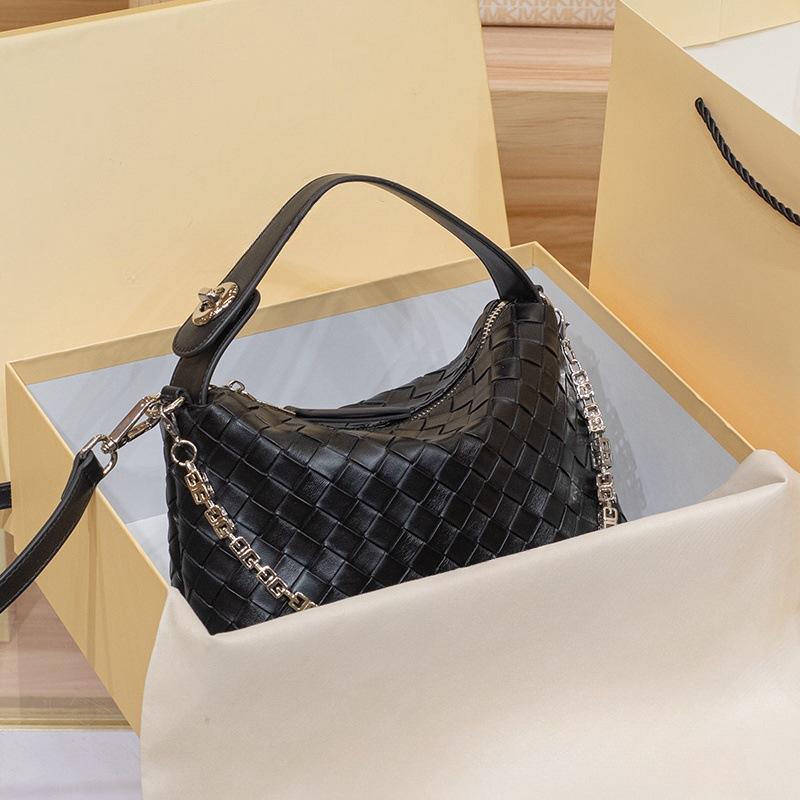 

Женская кожаная сумка, женская сумка, элитная легкая роскошь, модная плетеная сумка-подушка на одно плечо через плечо чёрный